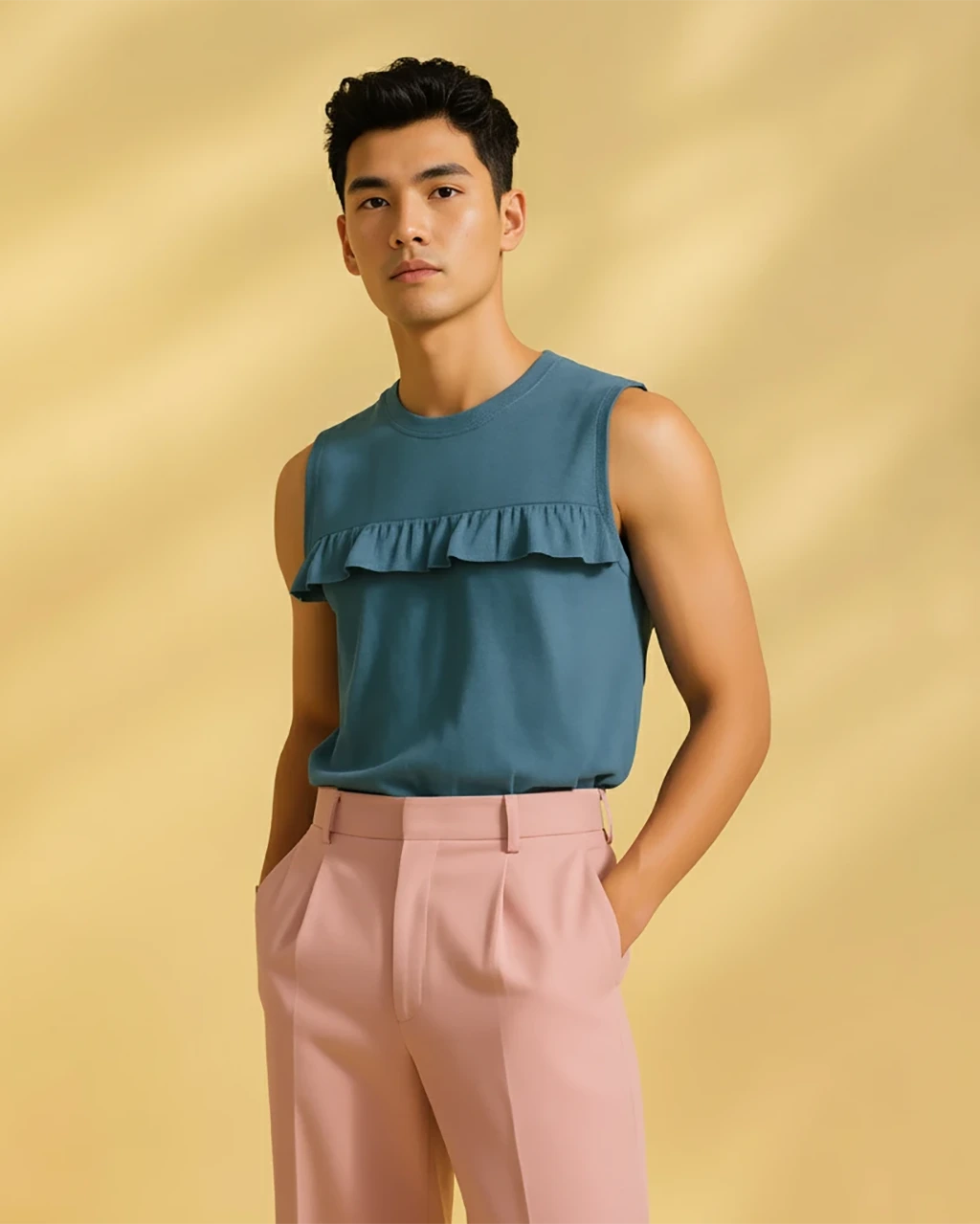 Linen Blend Sleeveless Top - Image 1