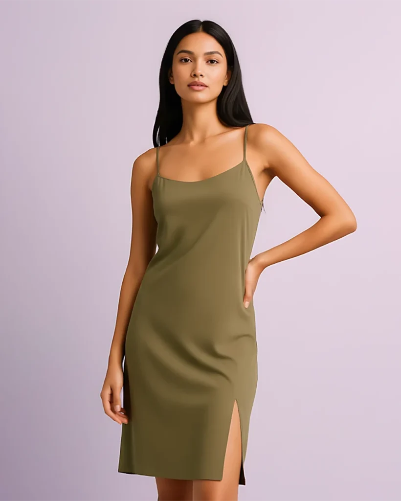 Ribbed Knit Side-Slit Dress