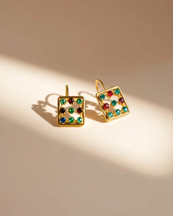 Gold Gemstone Earrings 22k