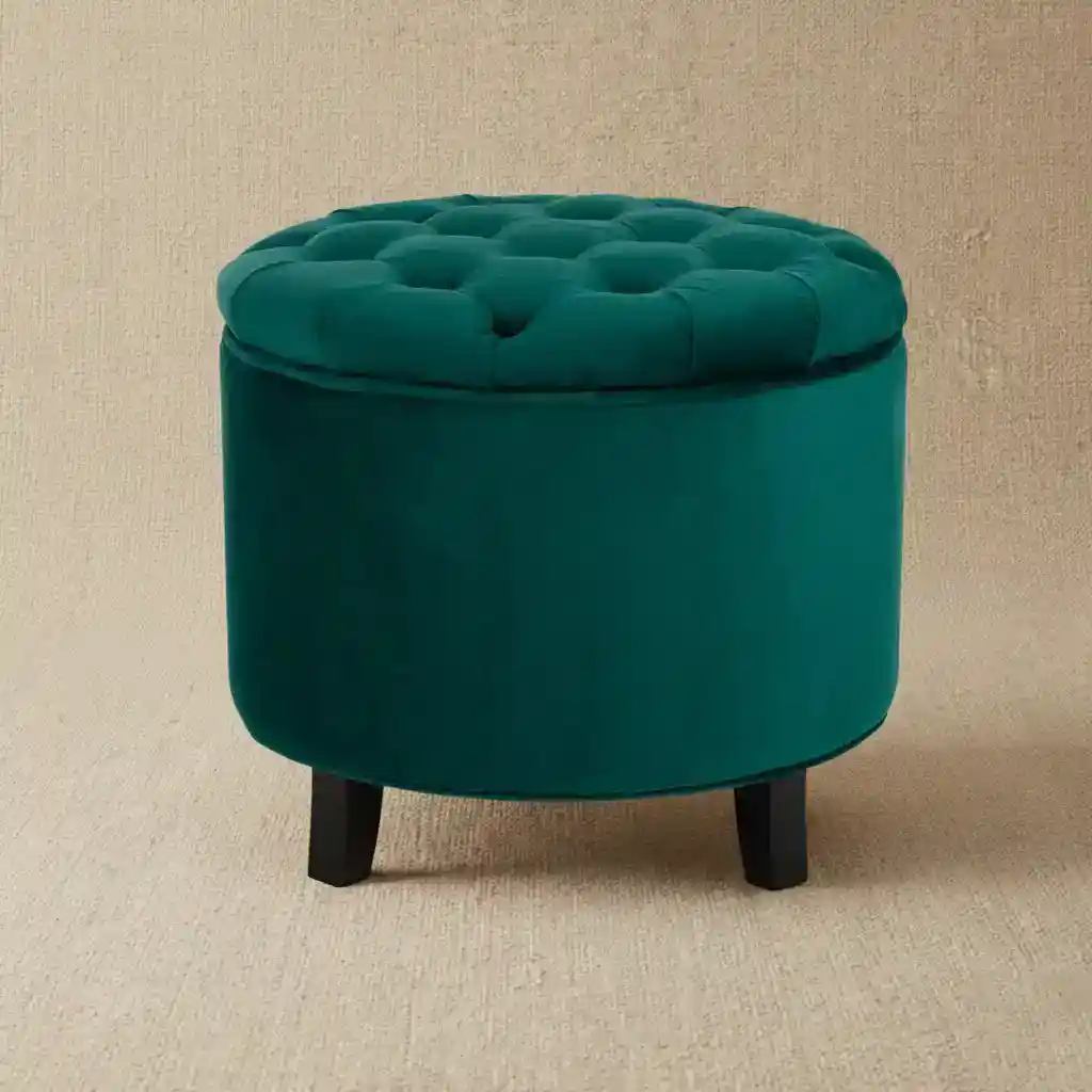 Velvet Storage Ottoman - Image 1
