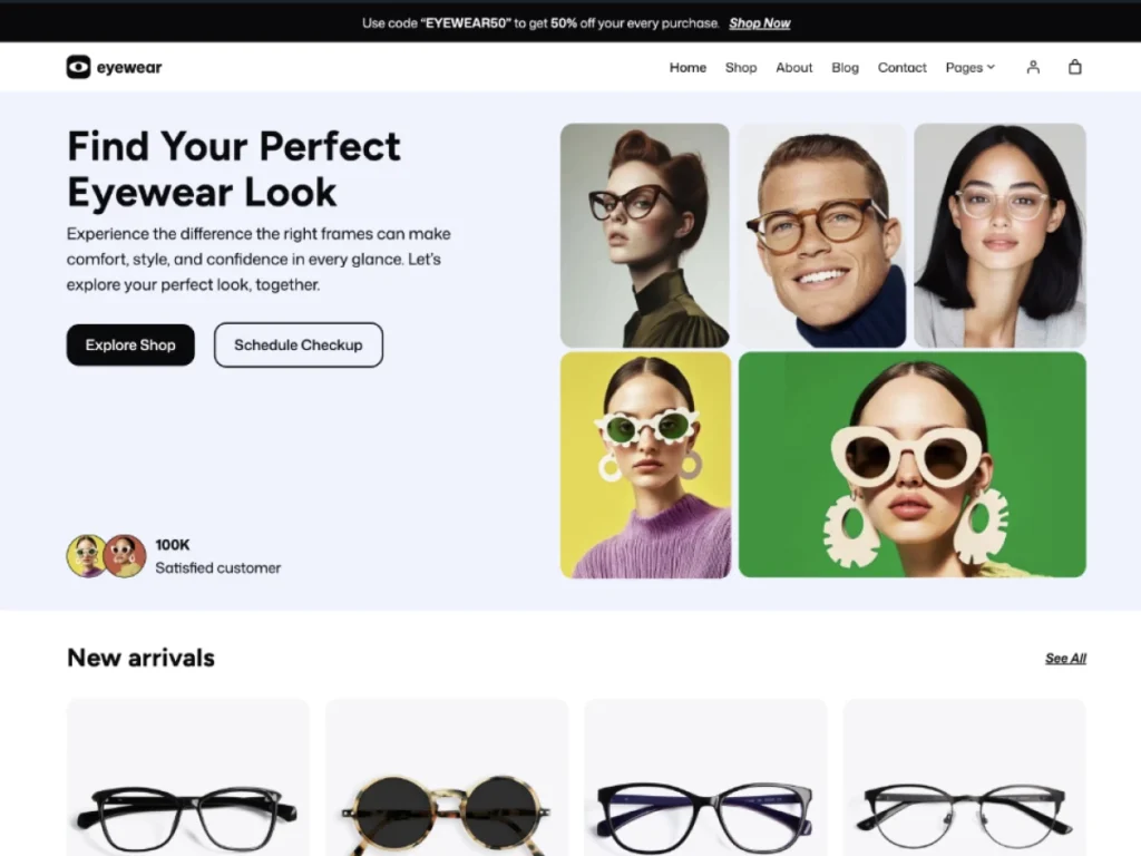 Eyewear Theme for Optical Glass, Eye Care Stores