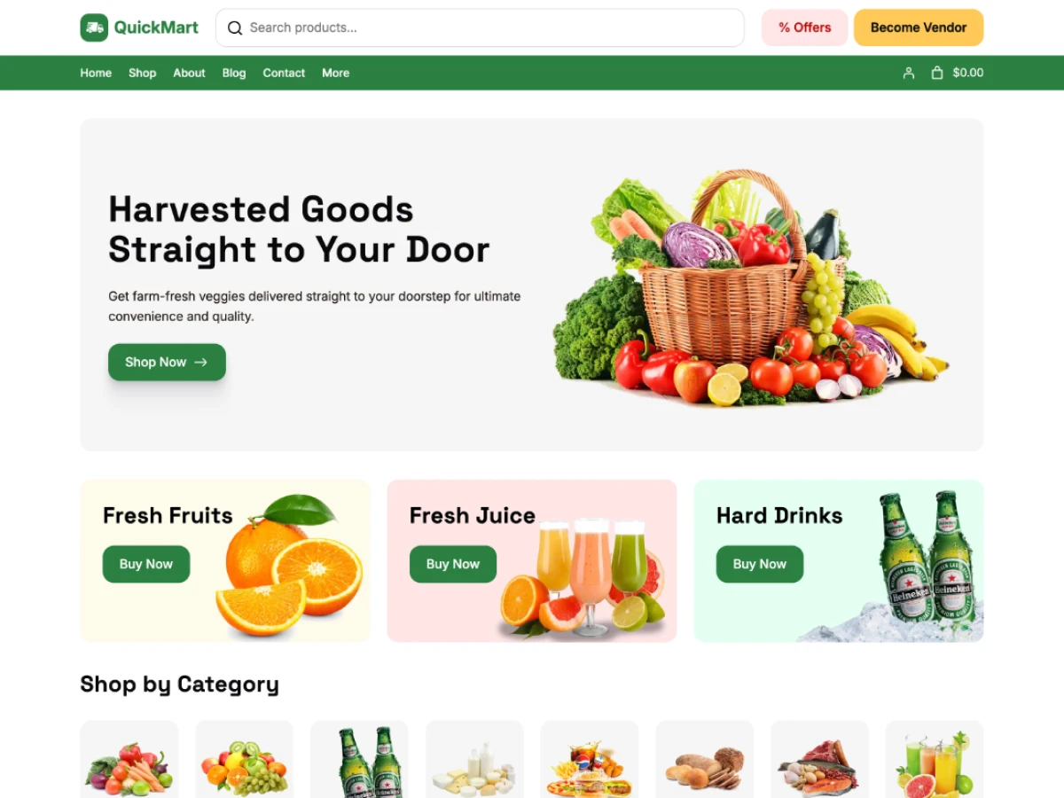QuickMart Theme for Grocery, retailer, vegetable store, etc