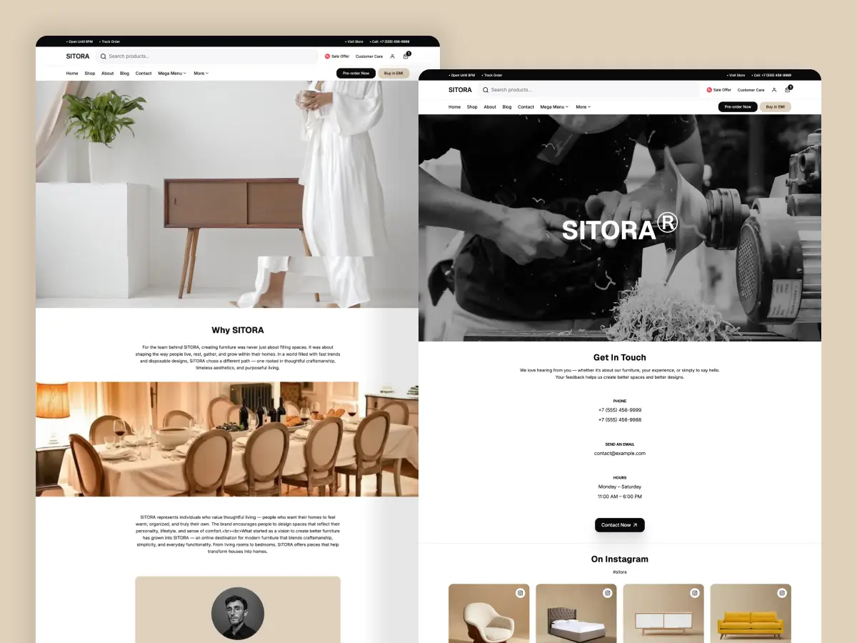 Sitora about and contact page patterns and template
